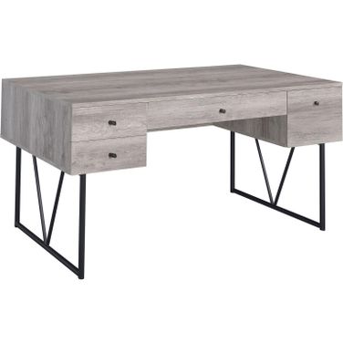 Analiese 4-drawer Writing Desk Grey Driftwood