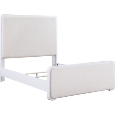 Anastasia Boucle Upholstered Eastern King Panel Bed Pearl White and Beige