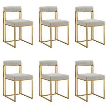 Anastasia Dining Chair Set of 6 In Gold and Taupe