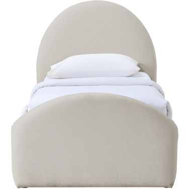 Andaz Chenille Fabric Upholstered Twin Bed In Beige