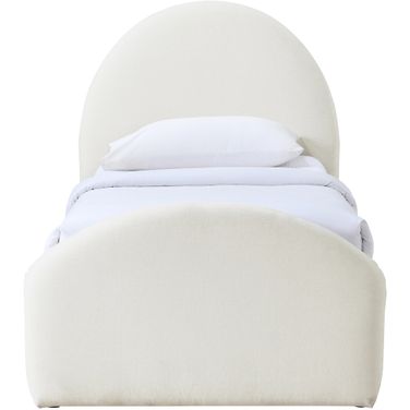 Andaz Chenille Fabric Upholstered Twin Bed In Cream