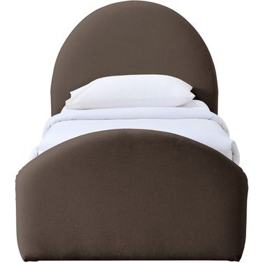 Andaz Chenille Fabric Upholstered Twin Trundle Bed In Brown