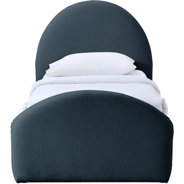 Andaz Chenille Fabric Upholstered Twin Trundle Bed In Navy