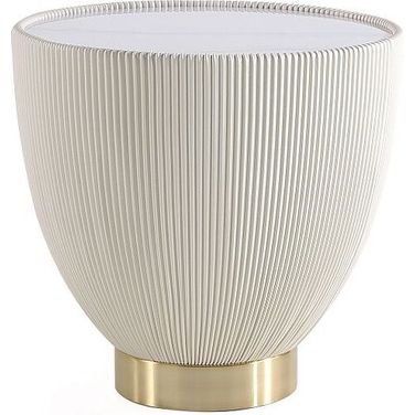 Anderson Ceramic Faux Marble Tabletop End Table In Cream