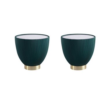 Anderson Ceramic Faux Marble Tabletop End Table Set of 2 In Green