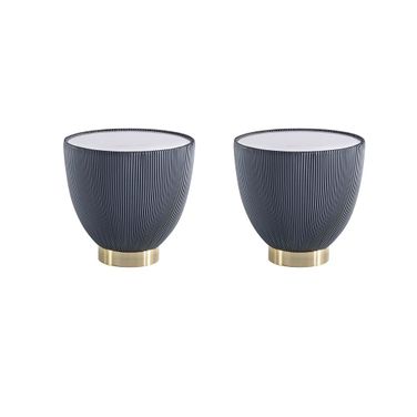 Anderson Ceramic Faux Marble Tabletop End Table Set of 2 In Grey