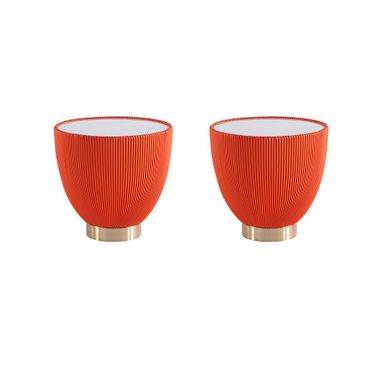 Anderson Ceramic Faux Marble Tabletop End Table Set of 2 In Orange