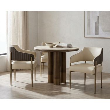 Andina 36 Inch Andina Bistro Table Set In Greige and Bronze