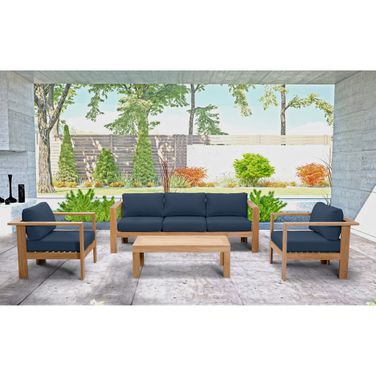Ando 4 Piece Club Chair Set In Spectrum Indigo and Teak