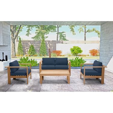 Ando 4 Piece Loveseat Set In Spectrum Indigo and Teak