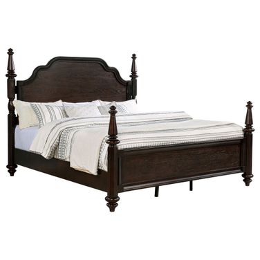 Andover 63 Inch Four Poster Eastern King Bed In Dark Oak
