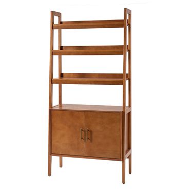 Andr Solid Wood Ladder Bookcase In Acorn
