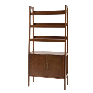 Andr Solid Wood Ladder Bookcase In Walnut