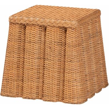 Andrea Handwoven Rattan End Table In Light Honey