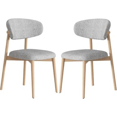 Andrea Linen Fabric Dining Chair Set of 2 In Beige
