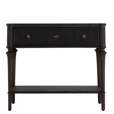 Andrea Nightstand In Dark Stained Oak and Antique Brass