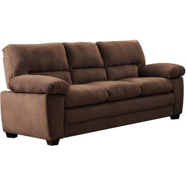 Andres Living Room Plush Velvet-Like Upholstered Sofa In Brown