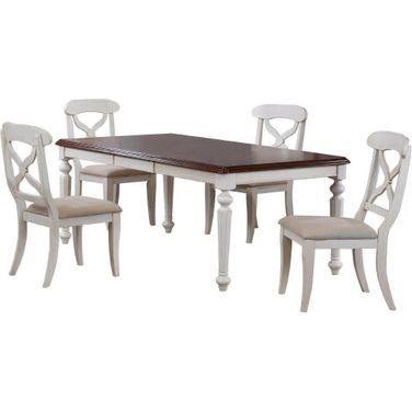 Andrews Antique White and Chestnut Brown 5 Piece Butterfly Leaf Dining Set