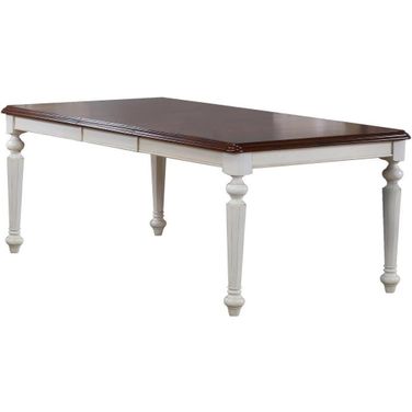 Andrews Antique White with Chestnut Brown Top Butterfly Leaf Dining Table