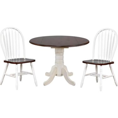Andrews Arrowback Chairs 3 Piece 42 Inch Round Drop Leaf Dining Set