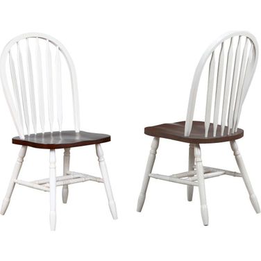 Andrews Arrowback Antique White and Chestnut Dining Chair Set of 2