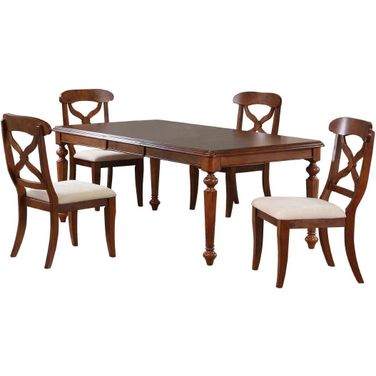 Andrews Chestnut Brown 5 Piece Butterfly Leaf Dining Set