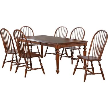 Andrews Chestnut Brown 7 Piece Butterfly Leaf Dining Set