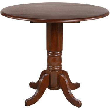 Andrews Chestnut Brown Round Drop Leaf Pub Table