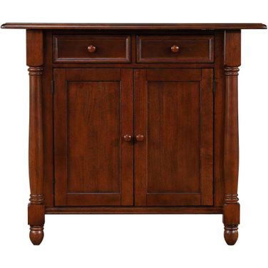 Andrews Drawers and Cabinet Drop Leaf Kitchen Island In Chestnut Brown