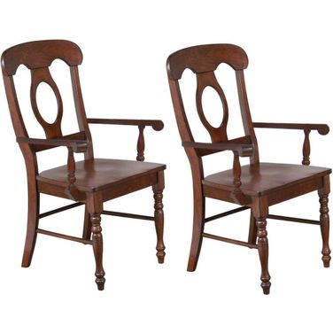 Andrews Napoleon Arm Chair Set of 2 In Chestnut Brown