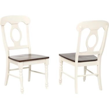 Andrews Napoleon Dining Chair Set of 2 In Antique White and Chestnut