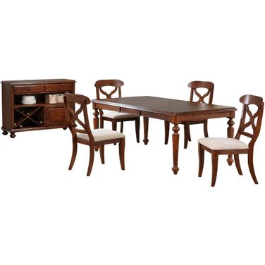 Andrews Server 6 Piece Butterfly Leaf Dining Set In Chestnut Brown