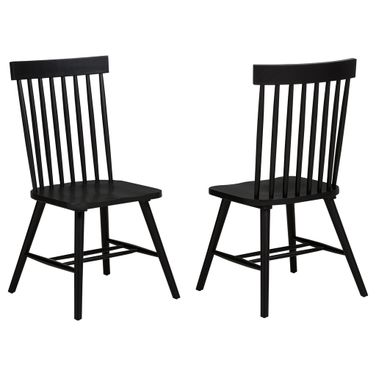 Andrews Windsor Spindle Back Dining Side Chair Set of 2 In Black
