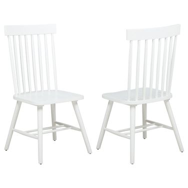 Andrews Windsor Spindle Back Dining Side Chair Set of 2 In White