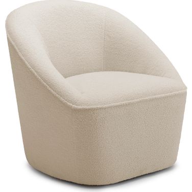 Andria Boucle Swivel Chair In Milky White