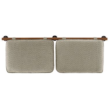 Anela Wall-Mounted Chenille Upholstered King Headboard In Oatmeal and Walnut