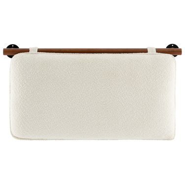 Anela Wall-Mounted Chenille Upholstered Twin Headboard In Cream and Walnut