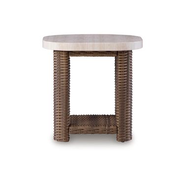 Angel Island Outdoor End Table In Beige and Brown