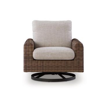 Angel Island Outdoor Swivel Lounge Chair with Cushion In Gray and Brown
