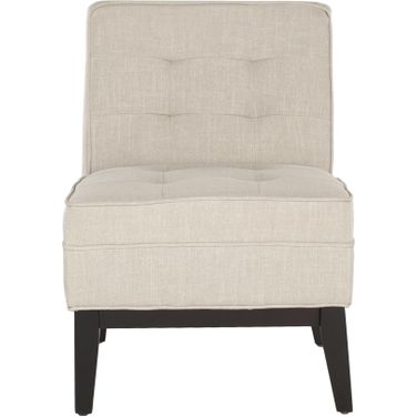 Angel Off White Tufted Linen Armless Club Chair