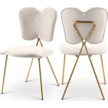 Angel Velvet Dining Chair Set of 2 In Cream