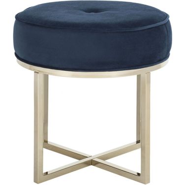 Angelea Round Ottoman in Navy
