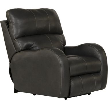 Angelo Italian Leather Match Power Recliner with Power Adjustable Headrest In Gunmetal