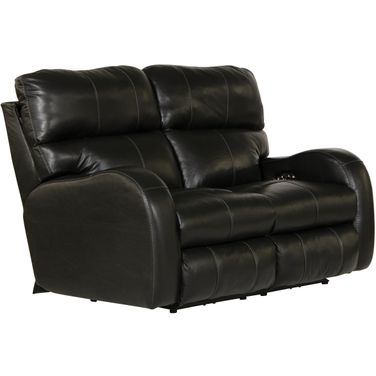 Angelo Italian Leather Match Power Reclining Loveseat with Power Adjustable Headrest In Black