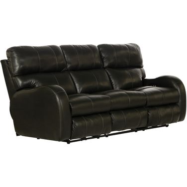 Angelo Italian Leather Match Power Reclining Sofa with Power Adjustable Headrest In Black