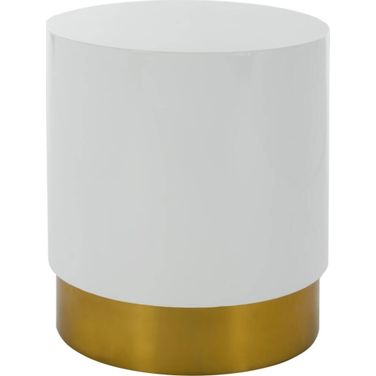 Angelo White/Gold Round Side Table