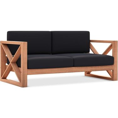 Anguilla Water Resistant Fabric Outdoor Loveseat In Black