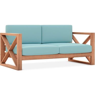 Anguilla Water Resistant Fabric Outdoor Loveseat In Blue