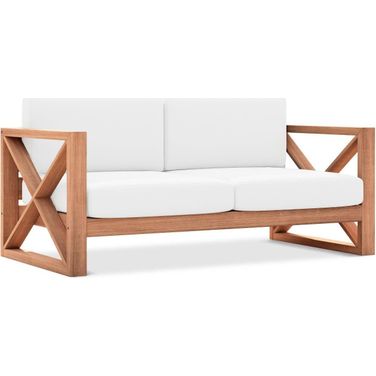 Anguilla Water Resistant Fabric Outdoor Loveseat In Off White
