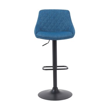 Anibal Adjustable Swivel Barstool with Upholstered Seat In Blue and Black